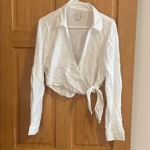 Rachel Zoe White Eyelet Wrap Blouse